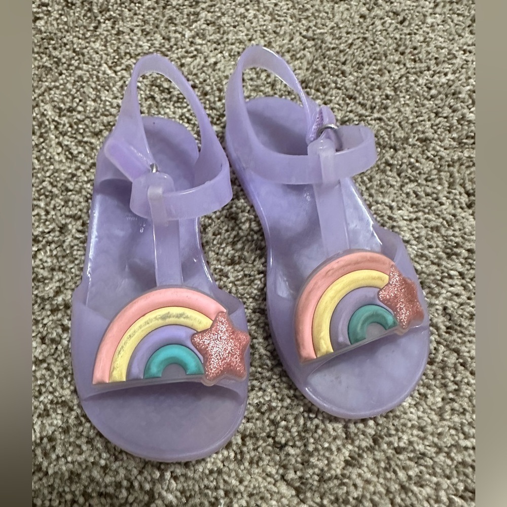 Kids Purple Sandals with Rainbow Design